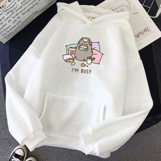 "I'm Busy" Pusheen Hoodie – Cozy & Fun
