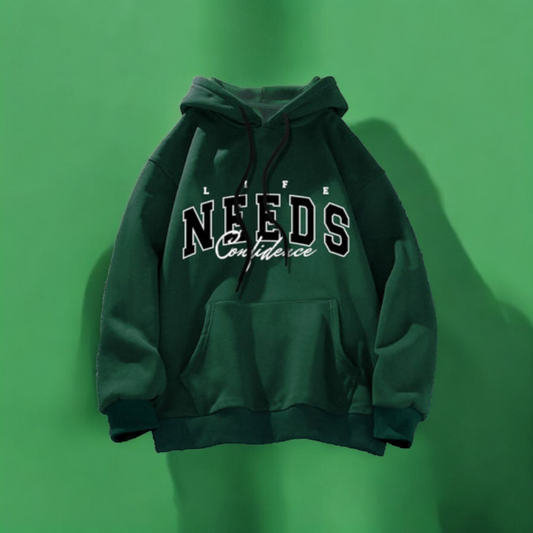 Life Needs Confidence Green Hoodie