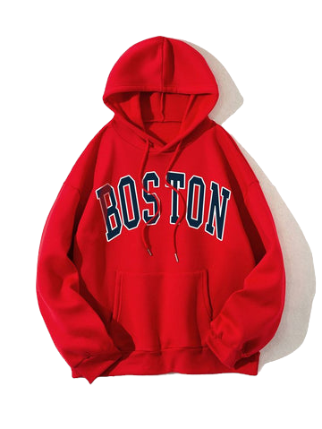 Boston Embroidered Hoodie (Red)